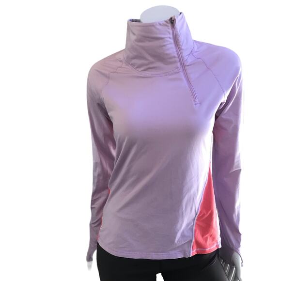 Lucy Tech  Cowl Neck 1/4 Zip Purple Long Sleeve with Thumb Holes Women's Size S - Picture 1 of 10